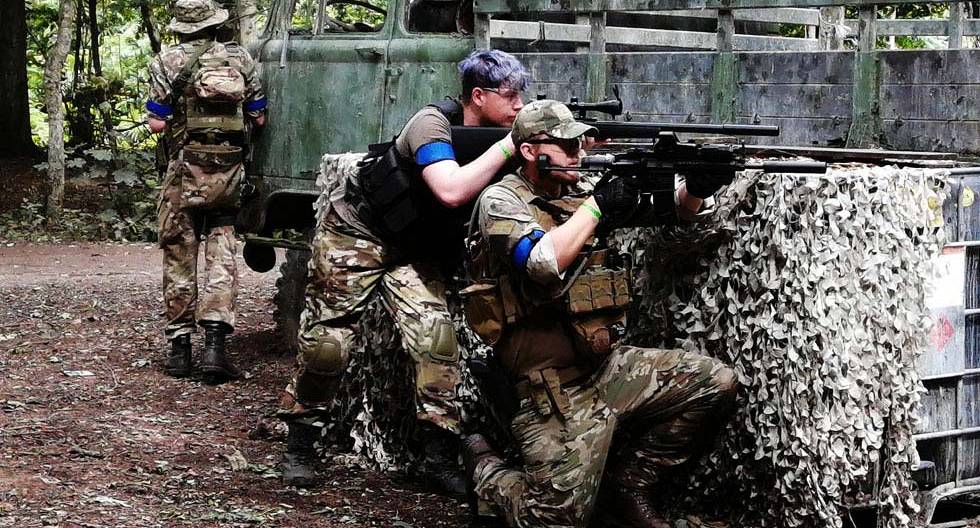Airsoft team getting ready for action