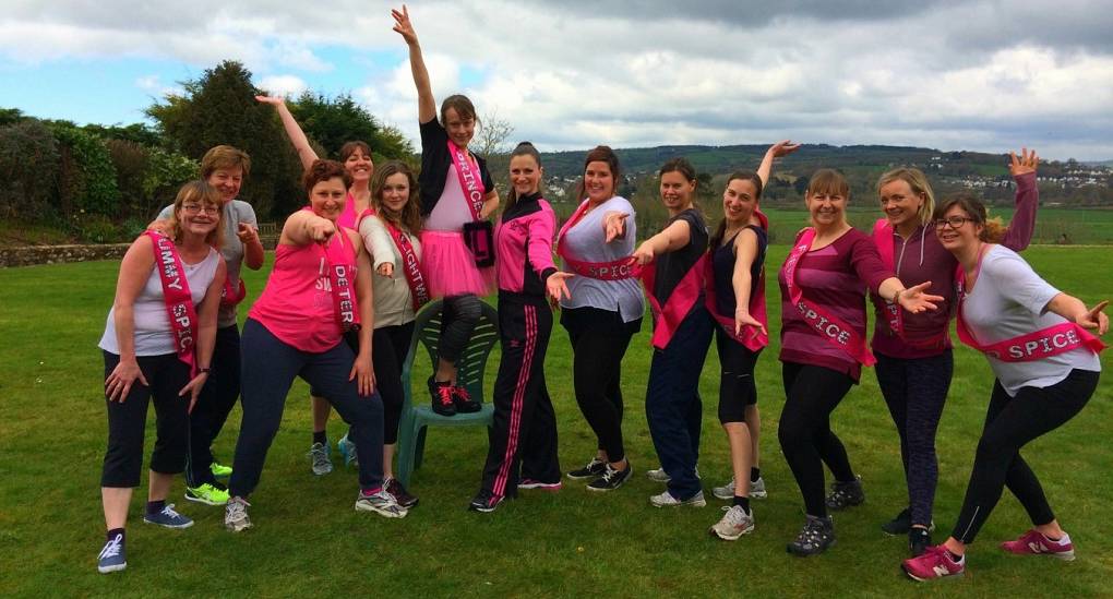Hen dance workshop posing outdoors 
